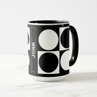Mug 70s Checks and Circles Black and White
