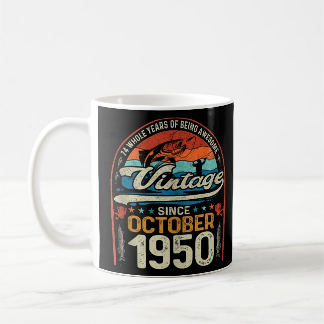 Mug 74e anniversaire 74 ans Amoureux de la pêche Né Oc (Gauche)