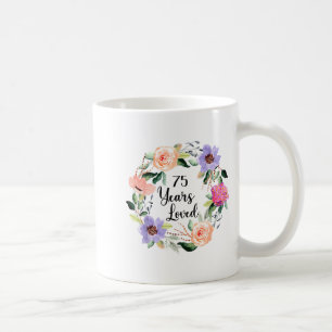 Mug 75 ans aimés 75e anniversaire floral 75 ans aimés