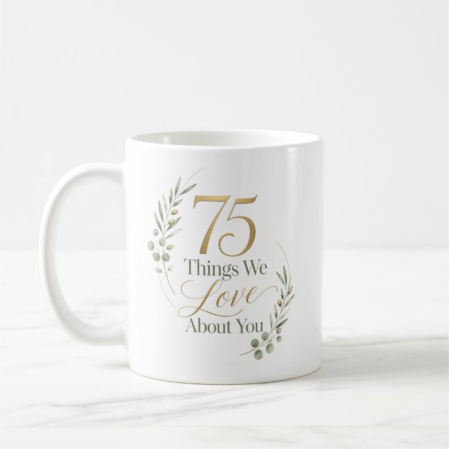 Mug 75 Choses Personnalisées que Nous Aimons de Vous (Gauche)