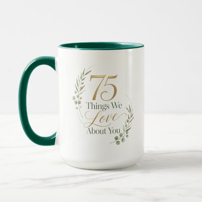 Mug 75 choses que nous aimons chez maman (Gauche)