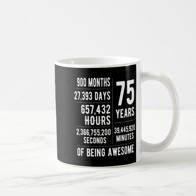 Mug 75th Birthday Men Women Funny 75 Years Old  (Droite)