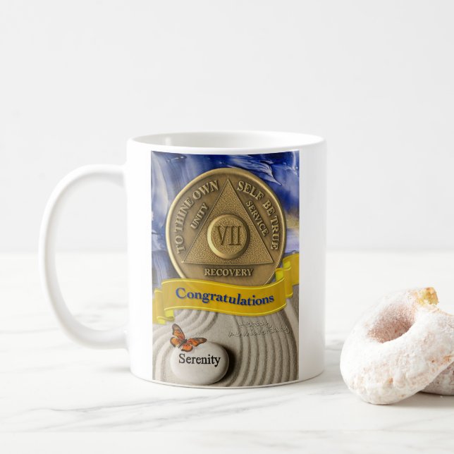 Mug 7 Année NOM PERSONNALISÉ AA Anniversaire Sérénité (Avec donut)