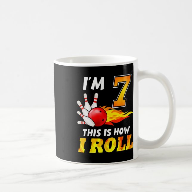 Mug 7 Anniversaire Bowling C'Est Comme Je Roule 7 Ans  (Droite)