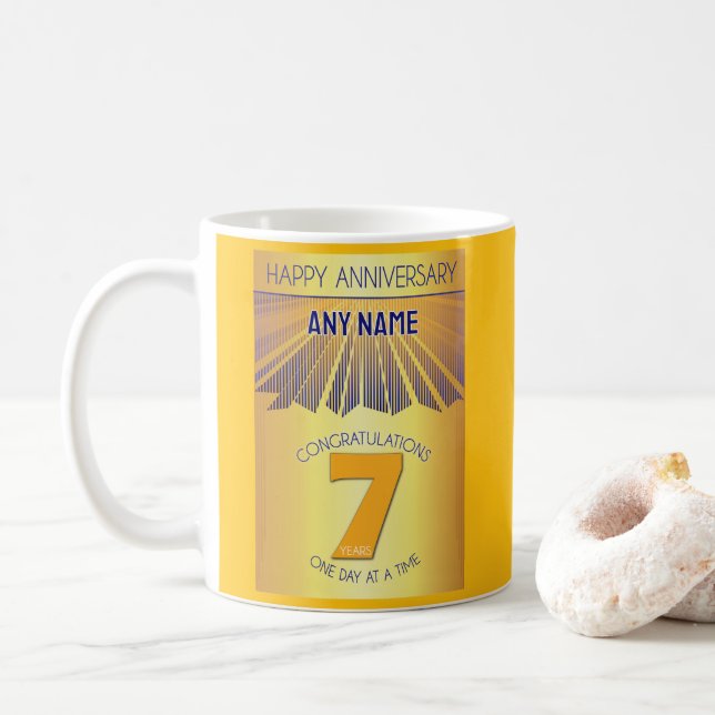 Mug 7 ans d'anniversaire de sobriété | 12 Étapes Rayon (Avec donut)