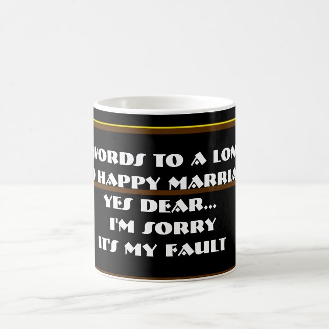 Mug 7 Mots À Un Mariage Long Et Heureux - (Centre)