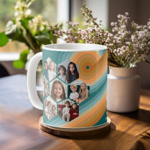 Mug 7 Photo Collage funky hexagone couleur coucher de
