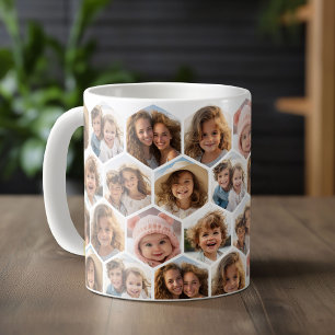 Mug 7 Photo Collage - motif hexagone funky