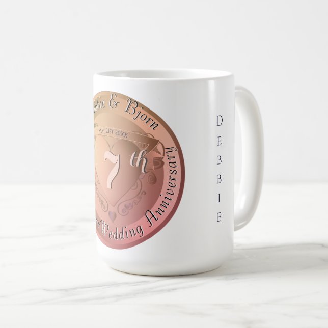 Mug 7e/22 Mariage Anniversaire Cuivre (Devant droit)