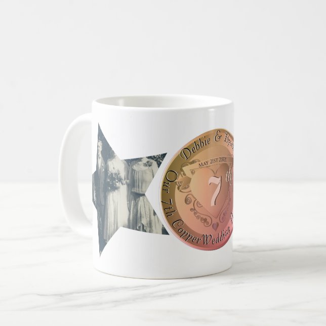 Mug 7e/22 Mariage Anniversaire Cuivre 2 étoiles Photos (Devant gauche)