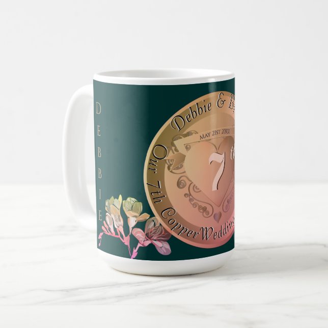 Mug 7e anniversaire Mariage Frésis en cuivre (Devant gauche)