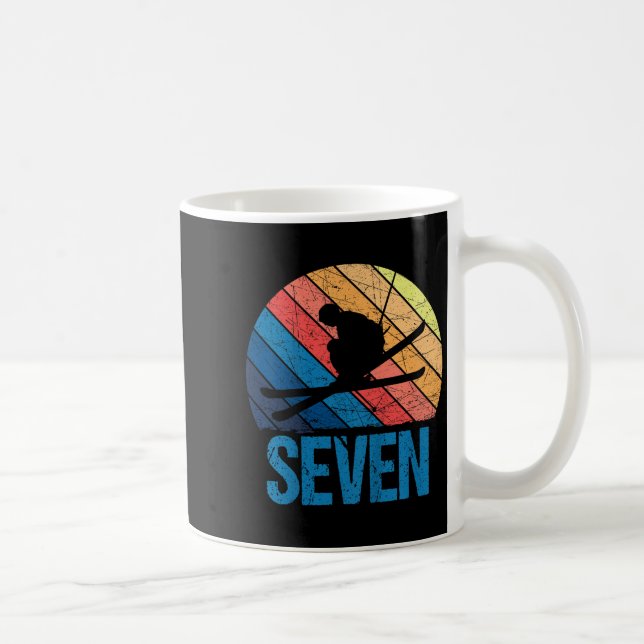 Mug 7e anniversaire Retro Ski Ski 7 ans Garçons Fille (Droite)