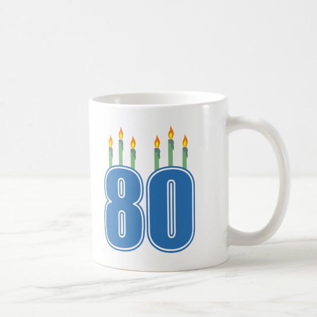 Mug 80 bougies d'anniversaire (bleu/vert) (Droite)
