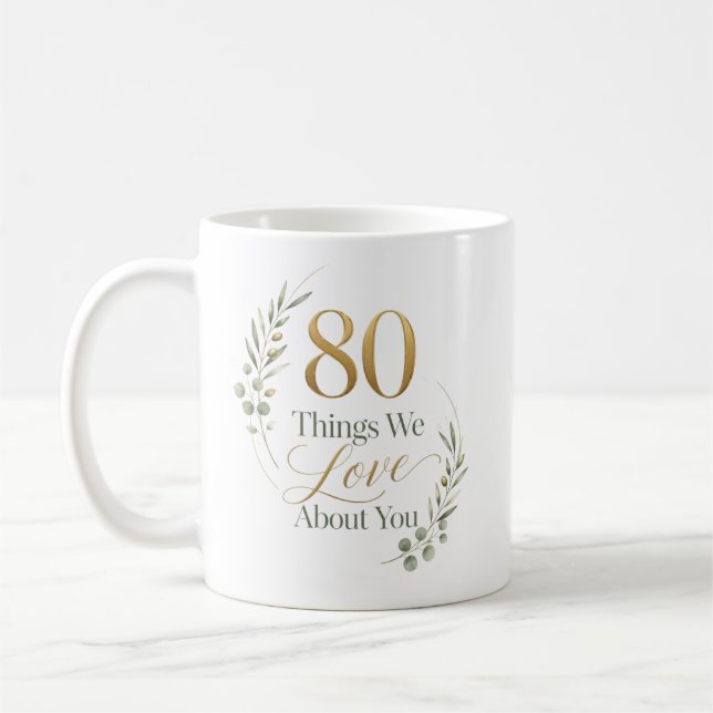 Mug 80 choses personnalisées que nous aimons de vous (Gauche)