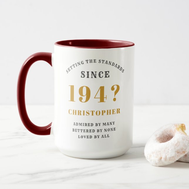 Mug 80e anniversaire 1940's Meilleur papa Modèle Nom A (Avec donut)