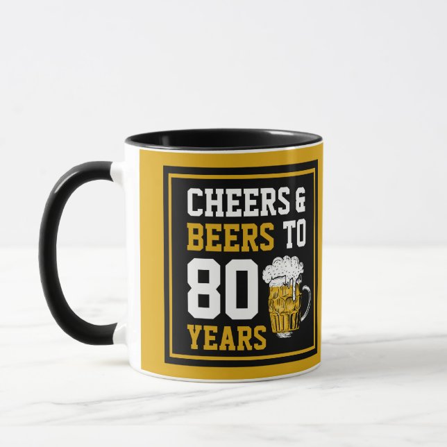 Mug 80e anniversaire Cheers & Bières à 80 ans (Gauche)