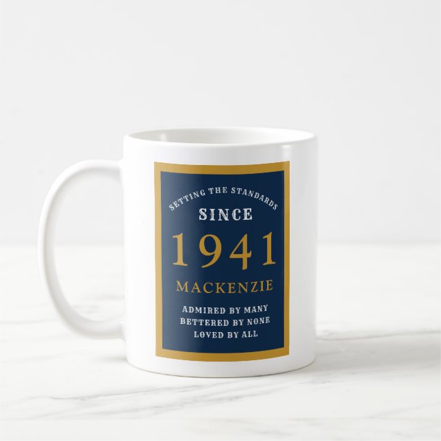 Mug 80e anniversaire personnalisé 1941 Elégant Blue Go (Gauche)