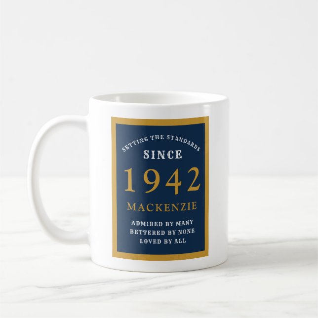 Mug 80e anniversaire personnalisé 1942 Elégant Blue Go (Gauche)