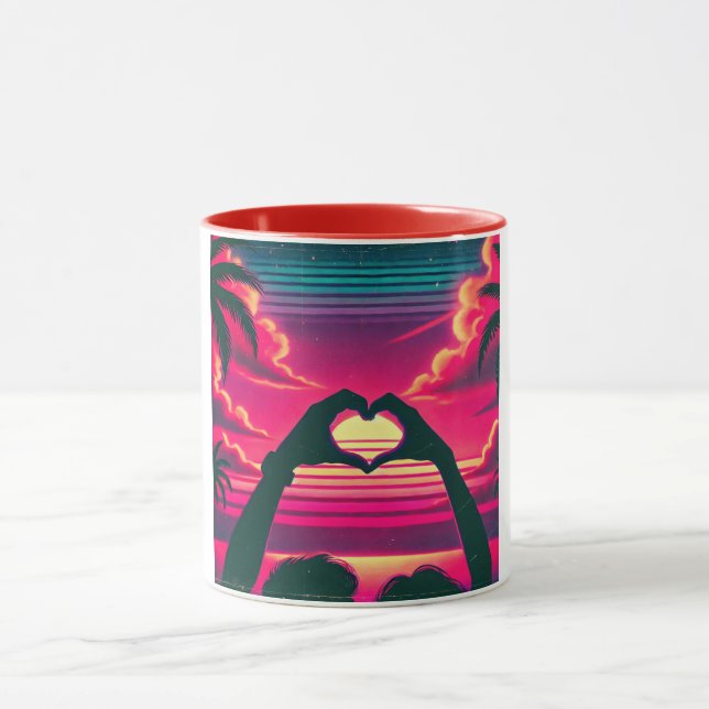 Mug 80s coucher de soleil amour romantique (Centre)
