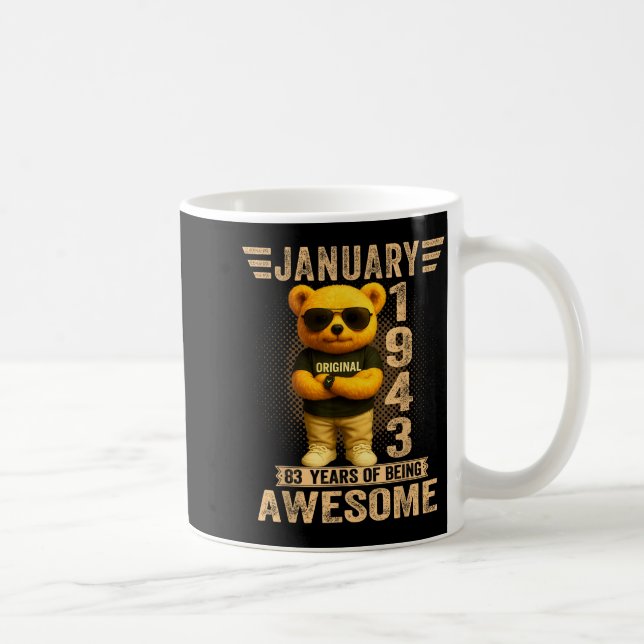 Mug 83 Year Old January 1943 Teddy Bear 83rd Birthday  (Droite)