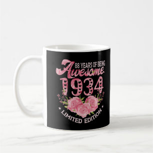 Mug 88 ans Vieux rose Vintage 1934 cadeau anniversaire