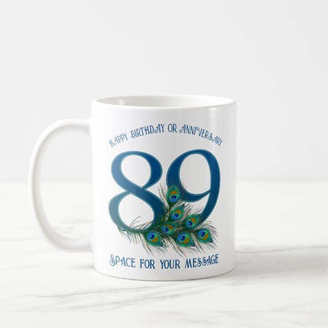 Mug 89e anniversaire ou anniversaire de mariage plume  (Gauche)