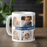 Mug 8 Collage photo avec texte personnalisé Marine Rub<br><div class="desc">Aujourd'hui est un bon jour pour une bonne journée — Un message inspirant et positif que vous pouvez changer pour un message différent si nécessaire. Créez un cadeau pour une mère ou une arrière grand-mère ou même belle-mère, marraine. Envoyez-leur un salut amusant pour la fête de maman. Un design minimal...</div>