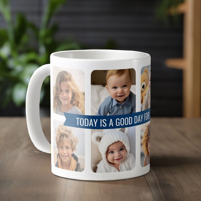 Mug 8 Collage photo avec texte personnalisé Marine Rub (Custom Photo Mug)