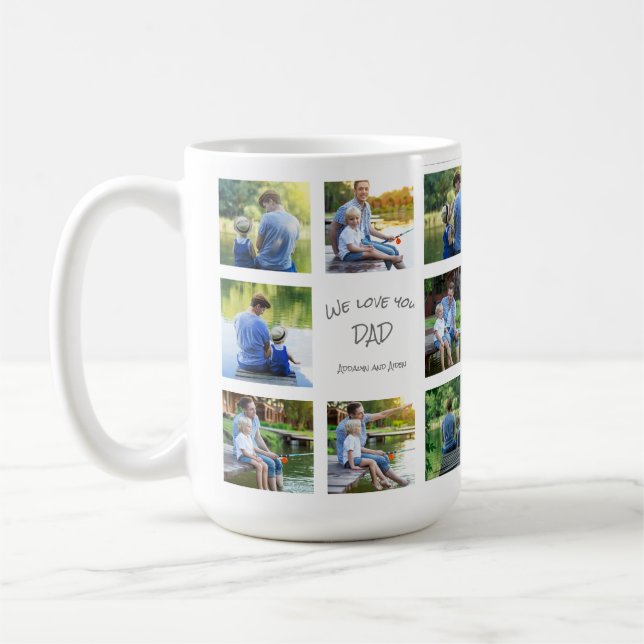 Mug 8 Collage Photo Cadeau pour Papa  (Gauche)