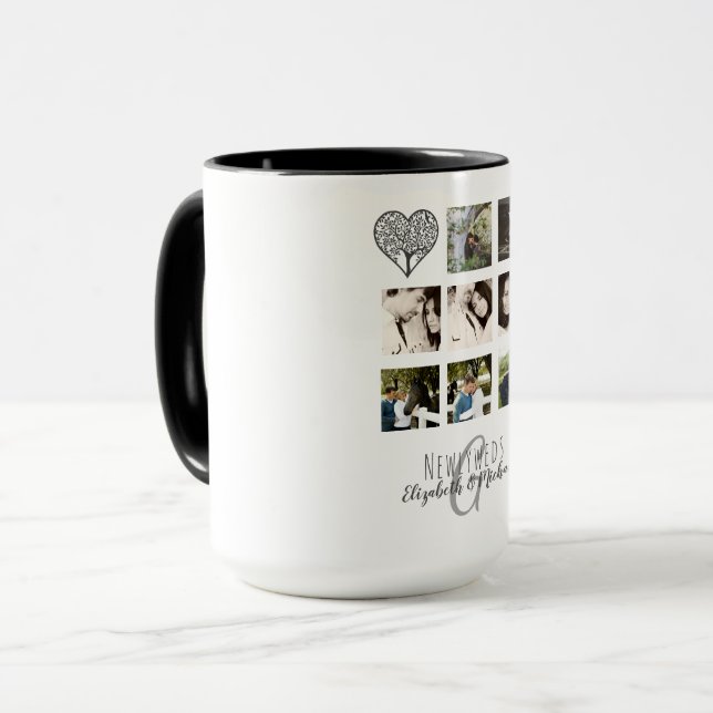 Mug 8 x PHOTO COLLAGE Newlywed Personalized WEDDING (Devant gauche)