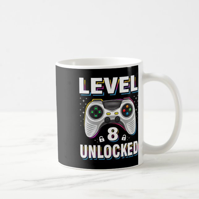 Mug 8e anniversaire Garçon niveau 8 vidéo déverrouillé (Droite)