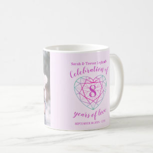 Mug 8e anniversaire tourmaline coeur personnalisé phot