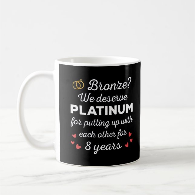 Mug 8ème anniversaire Mariage I - Bronze Funny Couple (Gauche)
