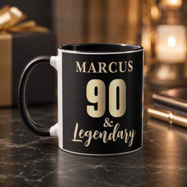 Mug 90 ans & légendaire Or 90e anniversaire  (Créateur téléchargé)