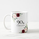 Mug 90 & Fabulous Womans 90th Birthday Party cadeau<br><div class="desc">90 & Fabulous Womans 90th Birthday Party Cadeau café Mug Belle Bourgogne et Blush Design adapté pour Anniversaire</div>