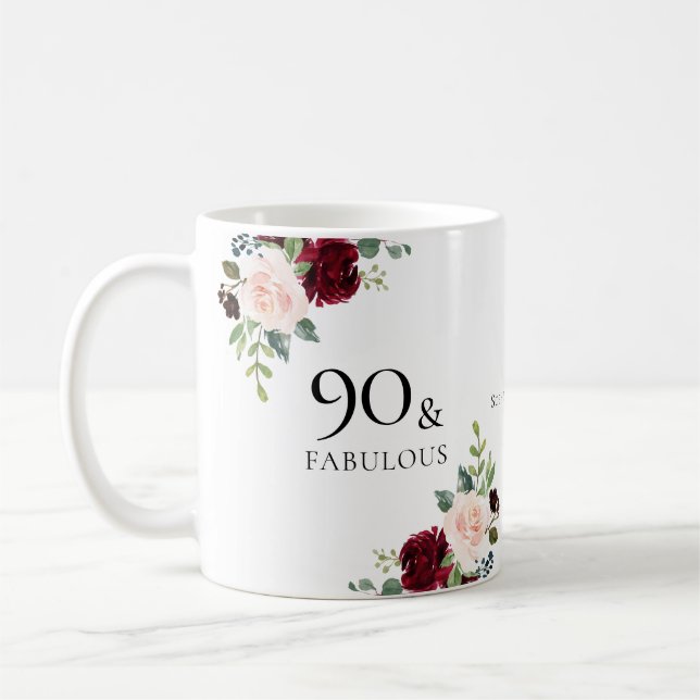 Mug 90 & Fabulous Womans 90th Birthday Party cadeau (Gauche)