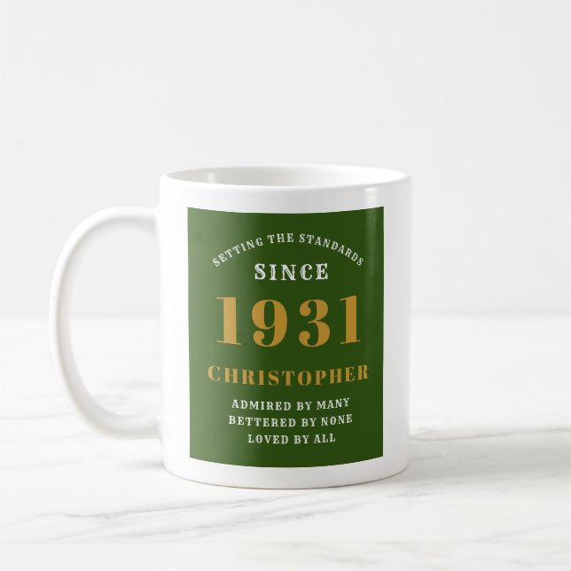 Mug 90e anniversaire 1931 Elegant Chic Green Personnal (Gauche)