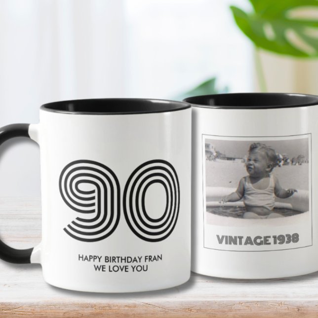 Mug 90e fête d'anniversaire Favoriser l'année Vintage  (90th birthday favor mug)