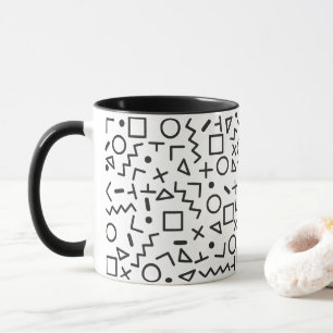 Mug 90's Noir & Blanc Retro Shapes Motif