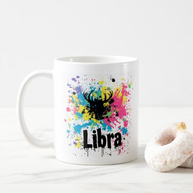 Mug "90s Throwback Libra : Splatter Paint Mug" (Avec donut)