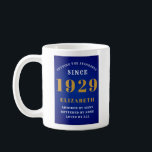 Mug 90th Birthday Standards Born 1929 Ajouter Votre No<br><div class="desc">Customisez facilement le texte à l'avant et à l'intérieur de cette tasse de café d'anniversaire en utilisant le modèle fourni. Une partie de la gamme de normes d'établissement des dessins et modèles.</div>