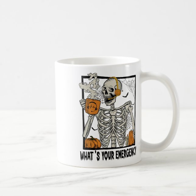 Mug 911 Dispatcher Halloween Squelette Quel Émerge (Droite)