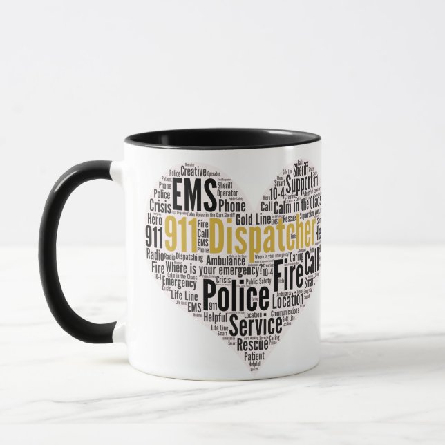 Mug 911 Dispatcher Word Cloud (Gauche)