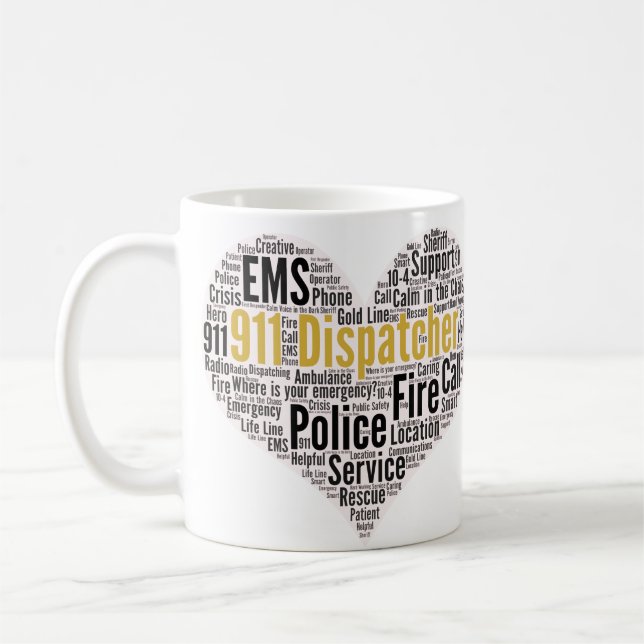 Mug 911 Dispatcher Word Cloud (Gauche)