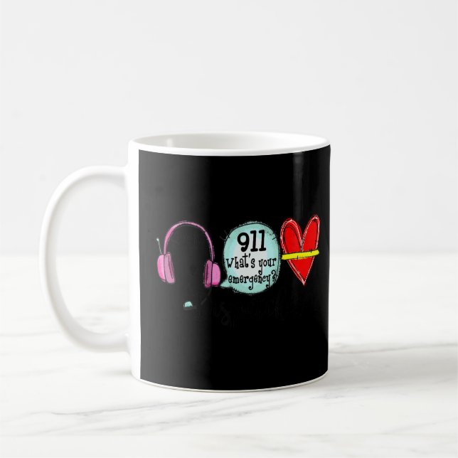Mug 911 Opérateur de répartiteur pompier de coeur Poli (Gauche)
