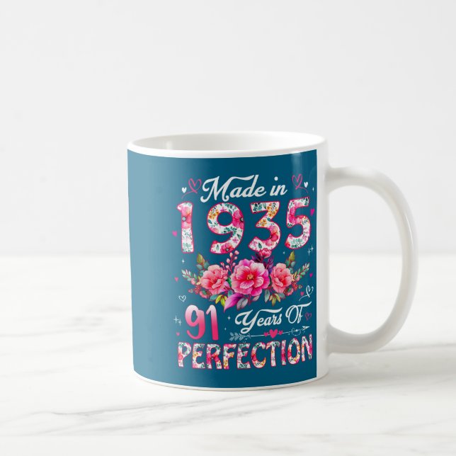 Mug 91 Year Old Made In 1935 Floral 91st Birthday Wome (Droite)