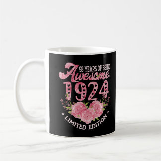 Mug 98 Année Vieux rose Vintage 1924 Don anniversaire 