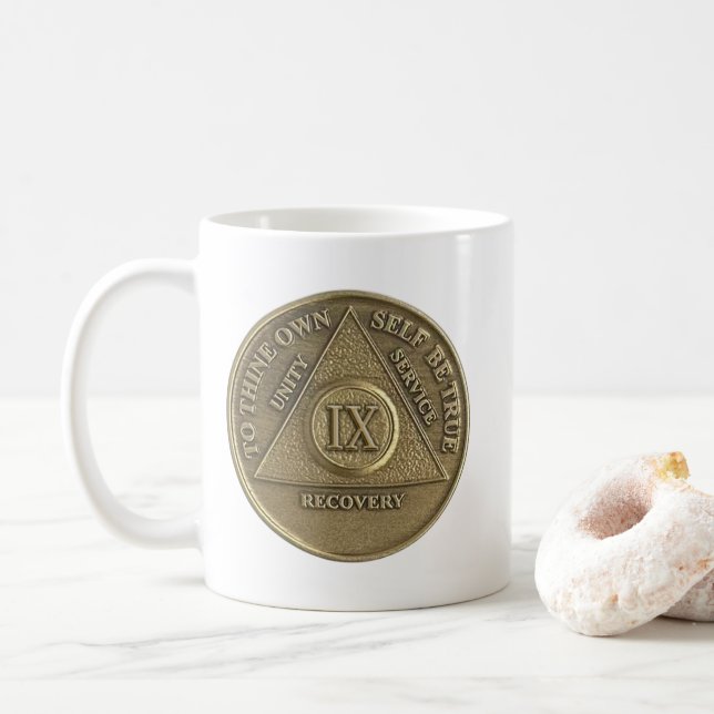Mug 9 ans médaillon Sober pièce joyeux anniversaire (Avec donut)