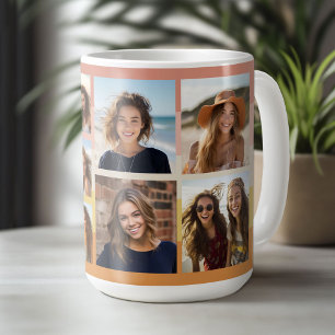 Mug 9 Collage Photo Minimaliste - Rayures de Corail Do