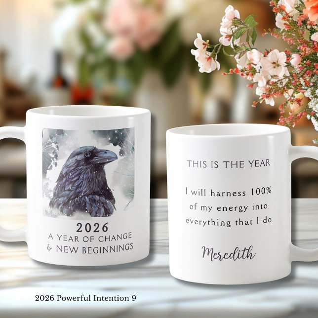 Mug 9. Corbeau 2026 Année de Changement Intention Puis (Raven 2026 Year of Change and New Beginnings Powerful Intention 9 Coffee Mug)